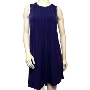 Calvin Klein Shift Dress Women Medium Purple Excellent Pleated Sleeveless Round